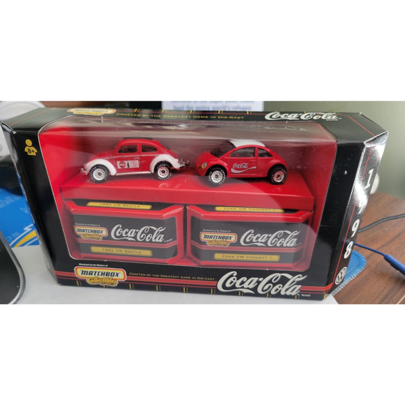 Matchbox Collectibles Target Coca Cola VW Beetles 1962 1998 Concept 1 Set NIB - Picture 1 of 9